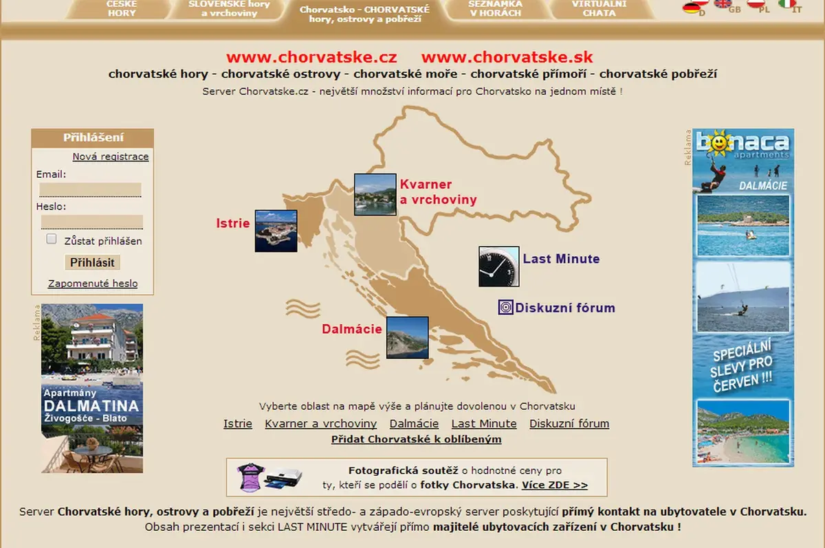 Server Chorvatsko - hory, ostrovy a pobřeží